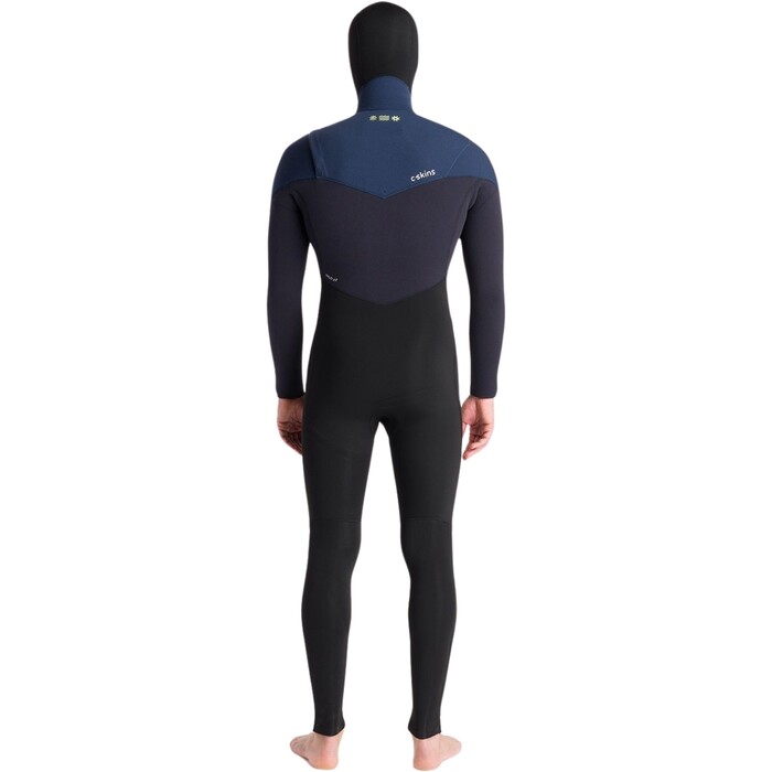 2024 C-Skins Mens NuWave ReWired 5/4mm Chest Zip Hooded Wetsuit C-NRW54MH - Black / Black x / Bluestone x